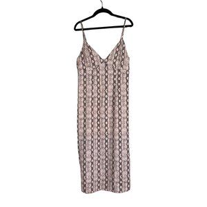Le Lis Lined Pink Snakeskin V-Neck Midi Sleeveless Dress Women's Size S